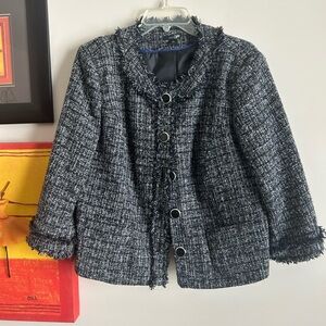 East 5th Black and White with Gold Thread Textured Jacket